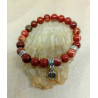 Bracelet jaspe rouge cœur argenté