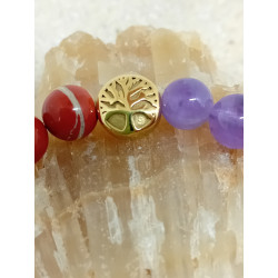 Bracelet 7 chakras arbre de vie doré
