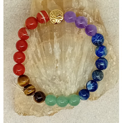 Bracelet 7 chakras arbre de vie doré