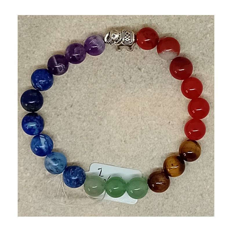 Bracelet 7 chakras éléphant argenté