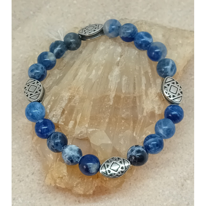 Bracelet sodalite perles acier inoxydable