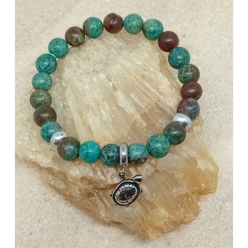 Bracelet chrysocolle tortue acier inoxydable