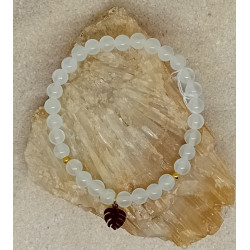 Bracelet sélénite feuille doré