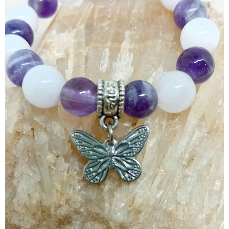 Bracelet enfant améthyste quartz rose