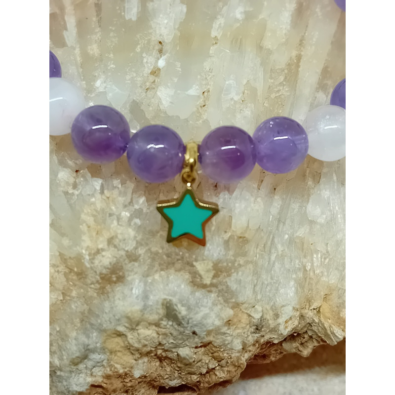 Bracelet enfant améthyste quartz rose étoile