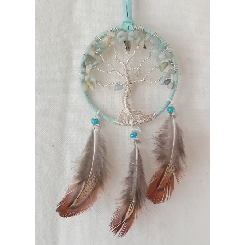 Porte bonheur de voiture arbre de vie amazonite