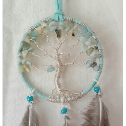 Porte bonheur de voiture arbre de vie amazonite