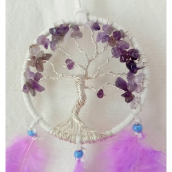 porte bonheur de voiture arbre de vie améthyste