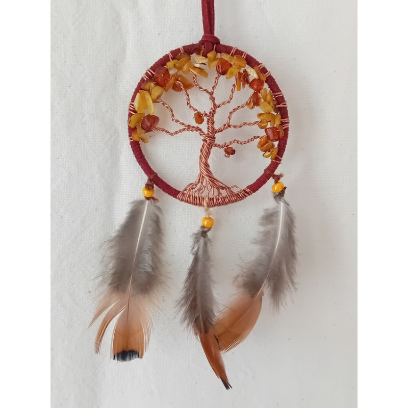porte bonheur de voiture arbre de vie ambre