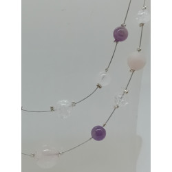 Collier améthyste quartz rose cristal de roche