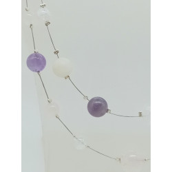 Collier améthyste quartz rose cristal de roche
