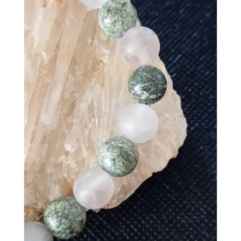 Bracelet serpentine fluorite 8 mm