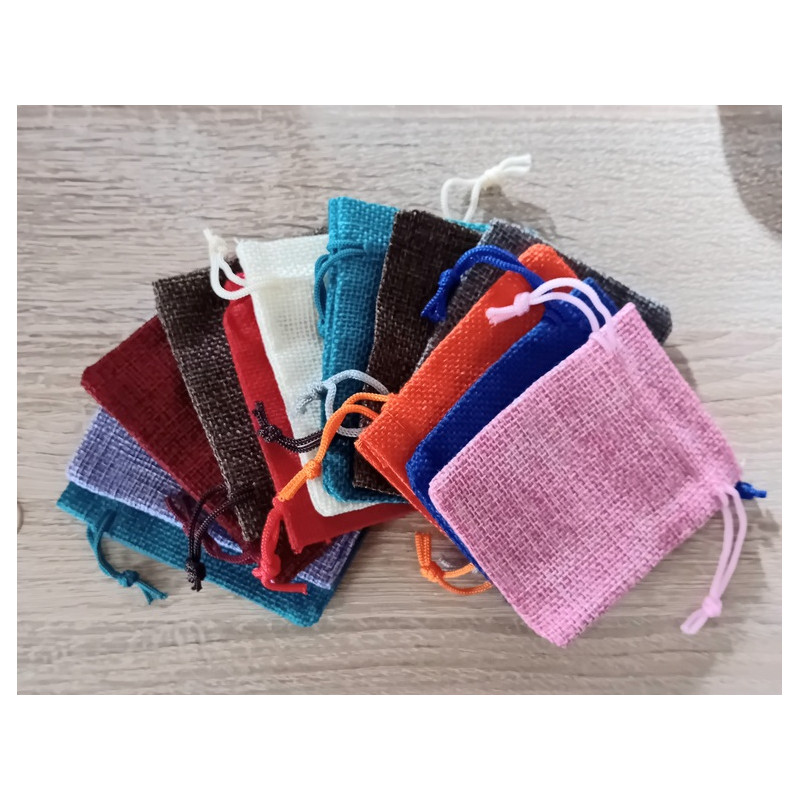 pochette cadeau toile de jute coloré x1