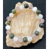 Bracelet cristal de roche craquelé serpentine fluorite 8 mm