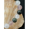 Bracelet cristal de roche craquelé serpentine fluorite 8 mm
