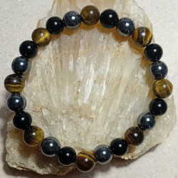 Bracelet œil du tigre hématite obsidienne