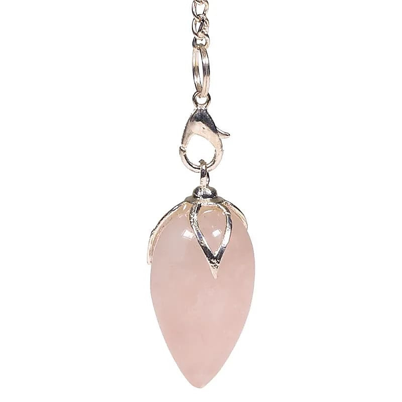 Pendule fleur de lotus quartz rose