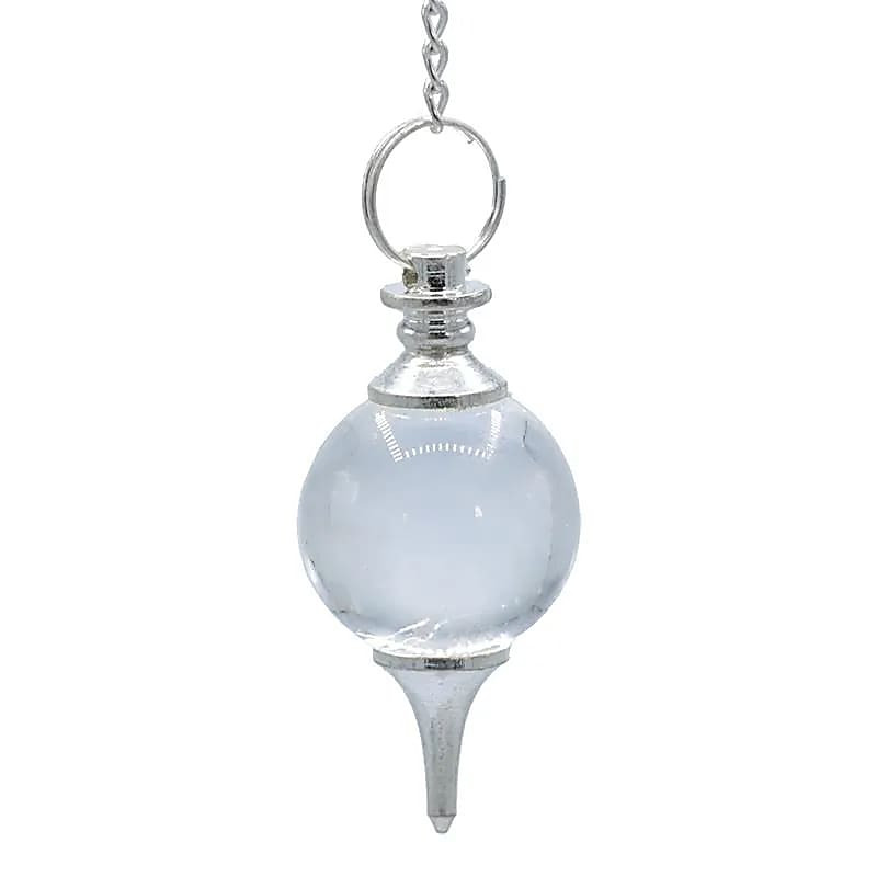 Pendule cristal de roche pointe métal