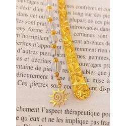 Marque pages doré citrine soleil acier inoxydable