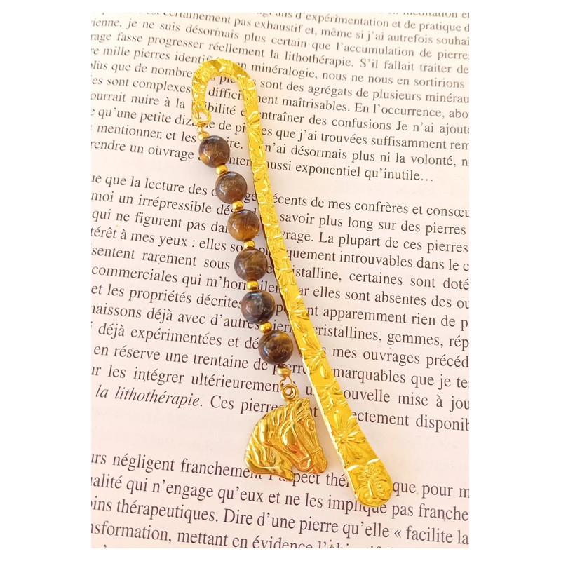 Marque pages œil du tigre cheval doré