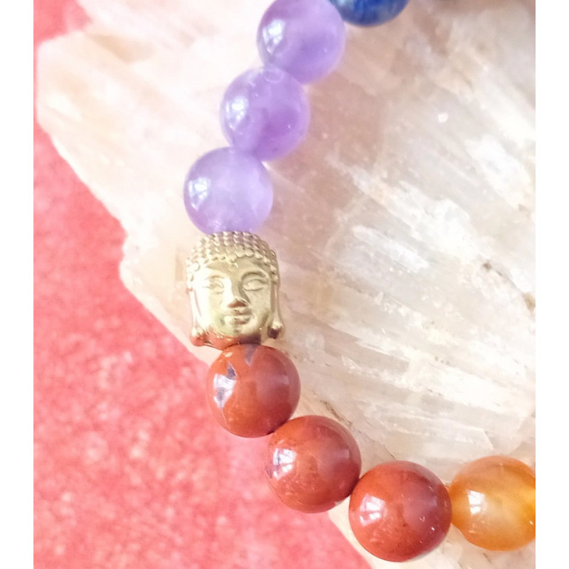 Bracelet 7 Chakras bouddha doré