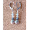 Boucles d'oreilles saphir calcédoine cristal de roche