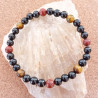 Bracelet spinelle noire jaspe rouge œil du tigre 6 mm