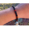 Bracelet spinelle noire jaspe rouge œil du tigre 6 mm