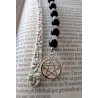 Marque pages obsidienne noire cristal de roche pentacle