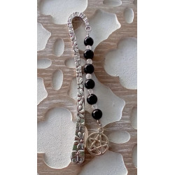 Marque pages obsidienne noire cristal de roche pentacle