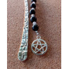 Marque pages obsidienne noire cristal de roche pentacle