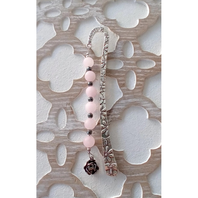 Marque pages quartz rose hématite rose acier