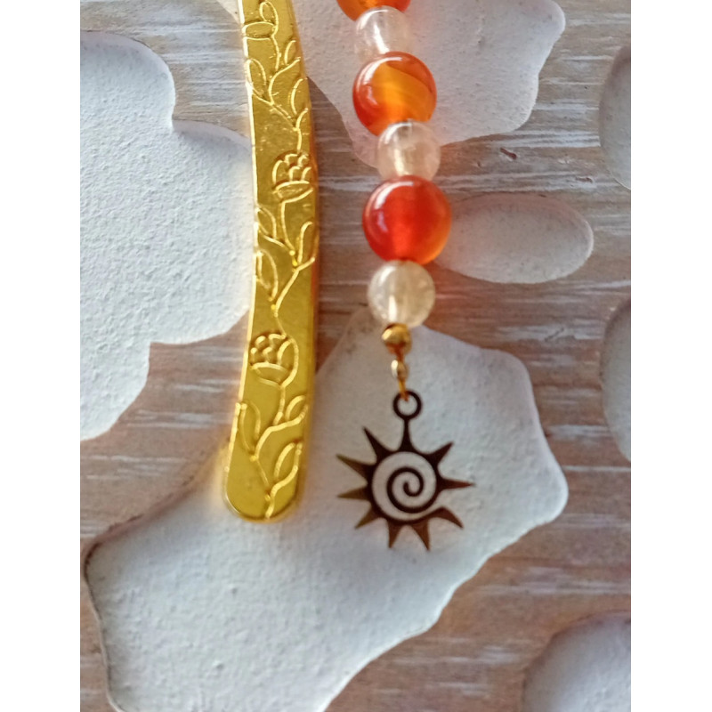 Marque pages cornaline citrine soleil doré