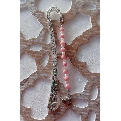 Marque pages rhodochrosite cœur acier inoxydable