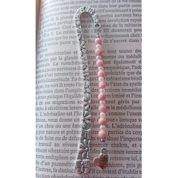 Marque pages rhodochrosite cœur acier inoxydable