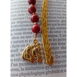Marque pages jaspe rouge cheval doré