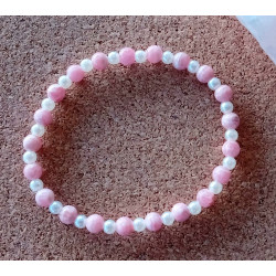 Bracelet rhodochrosite et perles nacrées 4 mm