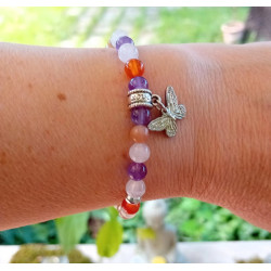 Bracelet multi-pierres 6 mm papillon