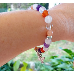 Bracelet multi-pierres 6 mm papillon