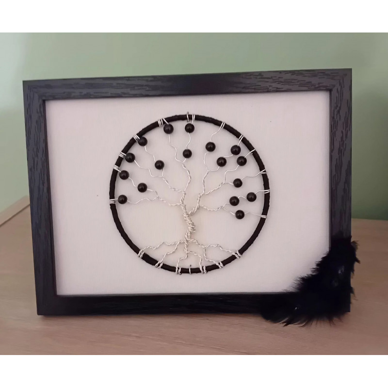 Cadre arbre de vie obsidienne noire