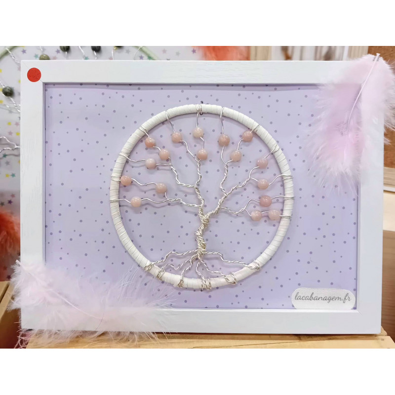cadre arbre de vie opale rose