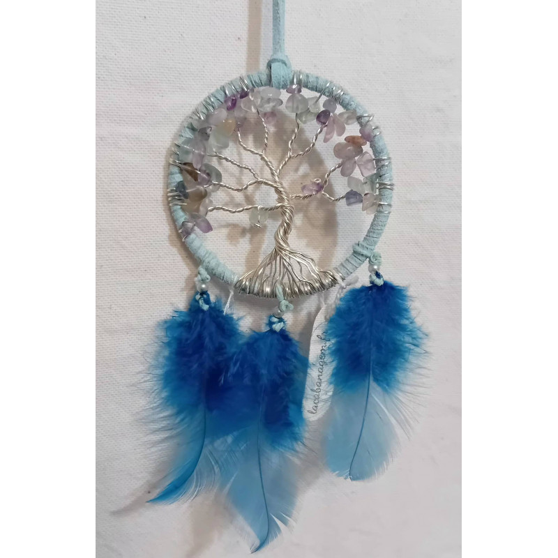 Mini attrape rêves porte bonheur fluorite