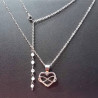 Pendentif cœur infini acier inoxydable strass cristal de roche