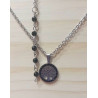 Pendentif arbre de vie acier inoxydable obsidienne