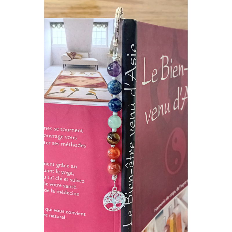 Marque-pages argenté arbre de vie 7 chakras