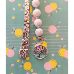 Marque pages howlite arbre de vie argenté 8 mm