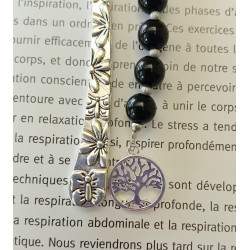 Marque pages onyx arbre de vie argenté 8 mm