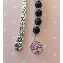 Marque pages onyx arbre de vie argenté 8 mm
