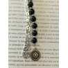 Marque pages onyx fleur argenté 8 mm