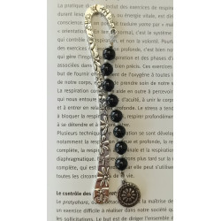 Marque pages onyx fleur argenté 8 mm